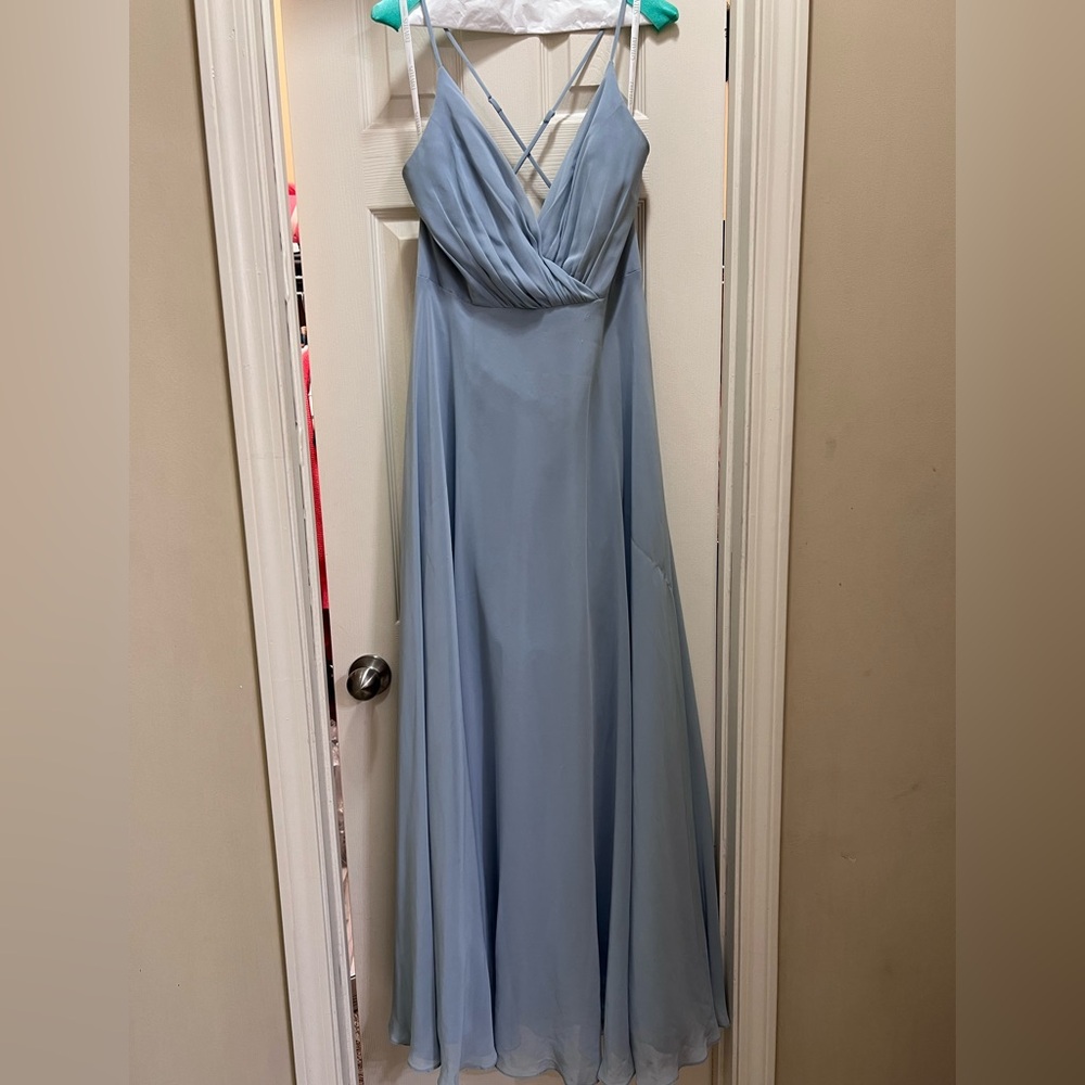 David’s Bridal Dusty Blue bridesmaids dress
